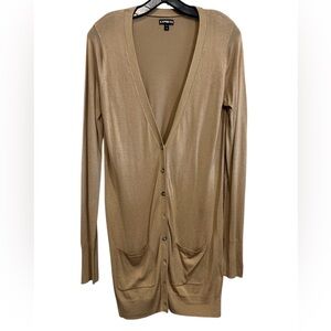 Express Tan/Camel Button-Down Long Cardigan Size Medium